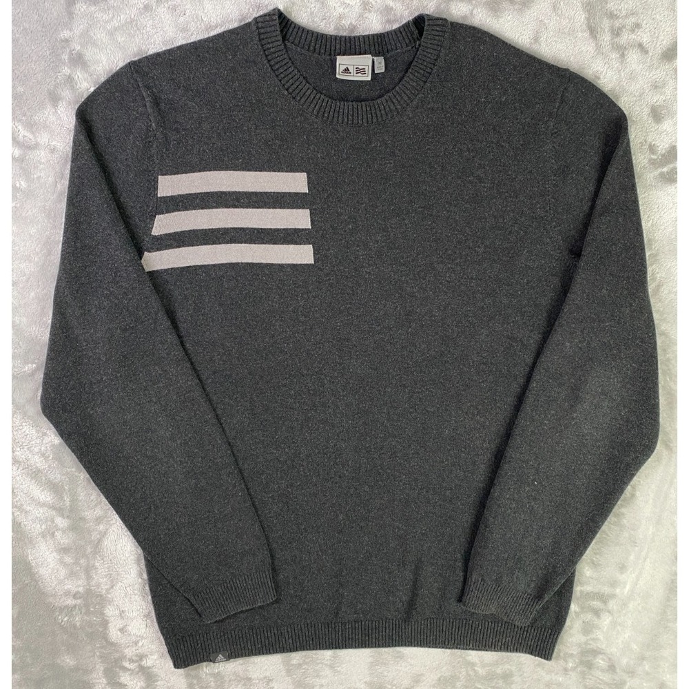 Adidas Adi-Blend Crew Knit Sweater Men M Gray Casual Hike Outdoor Cotton CF7540